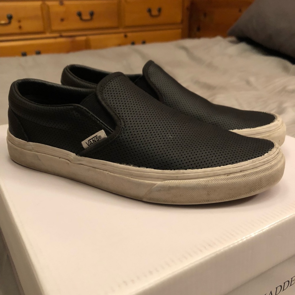 VANS Perf Leather Slip-On Shoes in Black